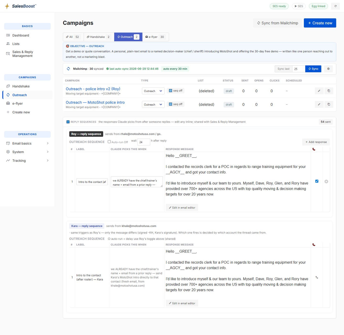Outreach campaigns